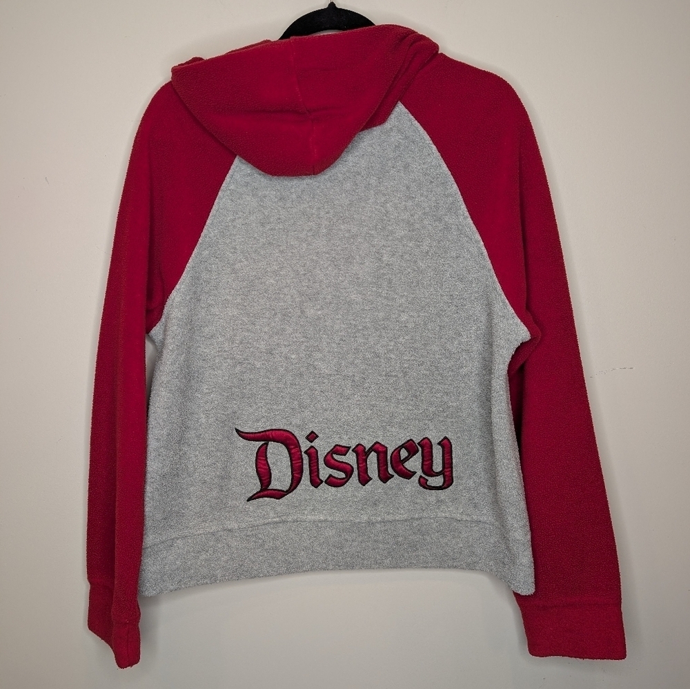 Disney Mickey Mouse Hoodie XL Gray Red Fleece Pullover Sweatshirt - Picture 2 of 8